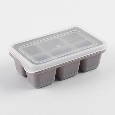 6 Grids Silicone Ice Cube Mould with Lid DIY Soft Bottom Tray