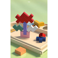 Wooden Tetri Game Console Children Multi-function Educational Logic Three-dimensional Puzzle Puzzle Building Toy