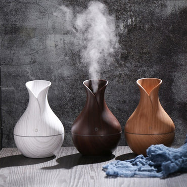 Household Wood Vase Rechargeable Ultrasonic Mute Colorful Humidifier Spray
