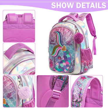 (NET) Mermaid backpack for girls backpack with lunch box Set 3 pcs / 11517-3