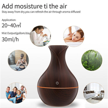 Household Wood Vase Rechargeable Ultrasonic Mute Colorful Humidifier Spray