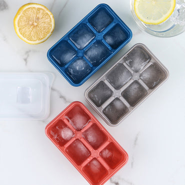 6 Grids Silicone Ice Cube Mould with Lid DIY Soft Bottom Tray
