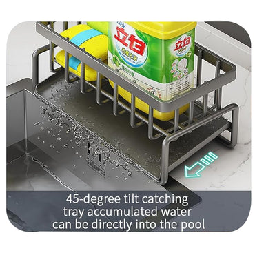 Multifunctional Stainless Steel Kitchen Drain Rack Sponge Organizer