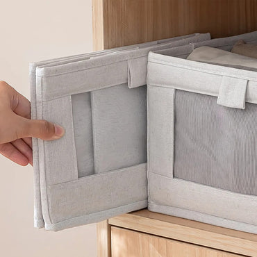 (Net) Pants Organizer Box Cotton Linen Wardrobe Jeans Storage Box For Clothes