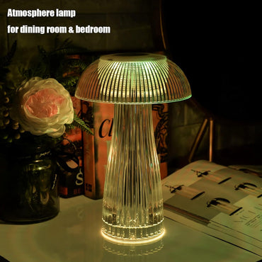 (Net) Crystal Mushroom Lamp Table Lamp USB