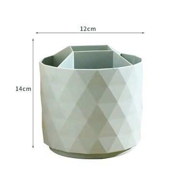 (net) 360 Degree Rotating Round Makeup Brush Storage Box With Dustproof Cover