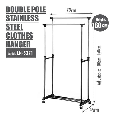 Double Pole Telescoplc Clothes Rack Clothes Horse / 903