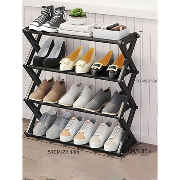4Layers Simple X-Shaped Multi-Layer Dustproof Shoe Rack, DIY Assembly Shoe Cabinet, Multi-Purpose Storage Rack, Dormitory Shoe Rack / 81479/ YH8809-4