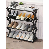 4Layers Simple X-Shaped Multi-Layer Dustproof Shoe Rack, DIY Assembly Shoe Cabinet, Multi-Purpose Storage Rack, Dormitory Shoe Rack / 81479/ YH8809-4