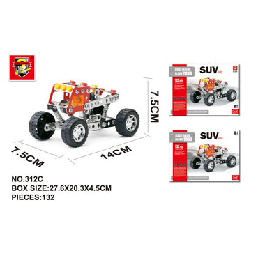 132PCS Kids Steam Screw Nut Construction Alloy Car Building Block Set