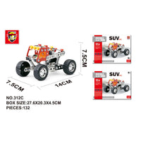 132PCS Kids Steam Screw Nut Construction Alloy Car Building Block Set