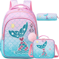 (NET) School Backpacks With Lunch Box & Pencil Case Set Of 3 Pcs