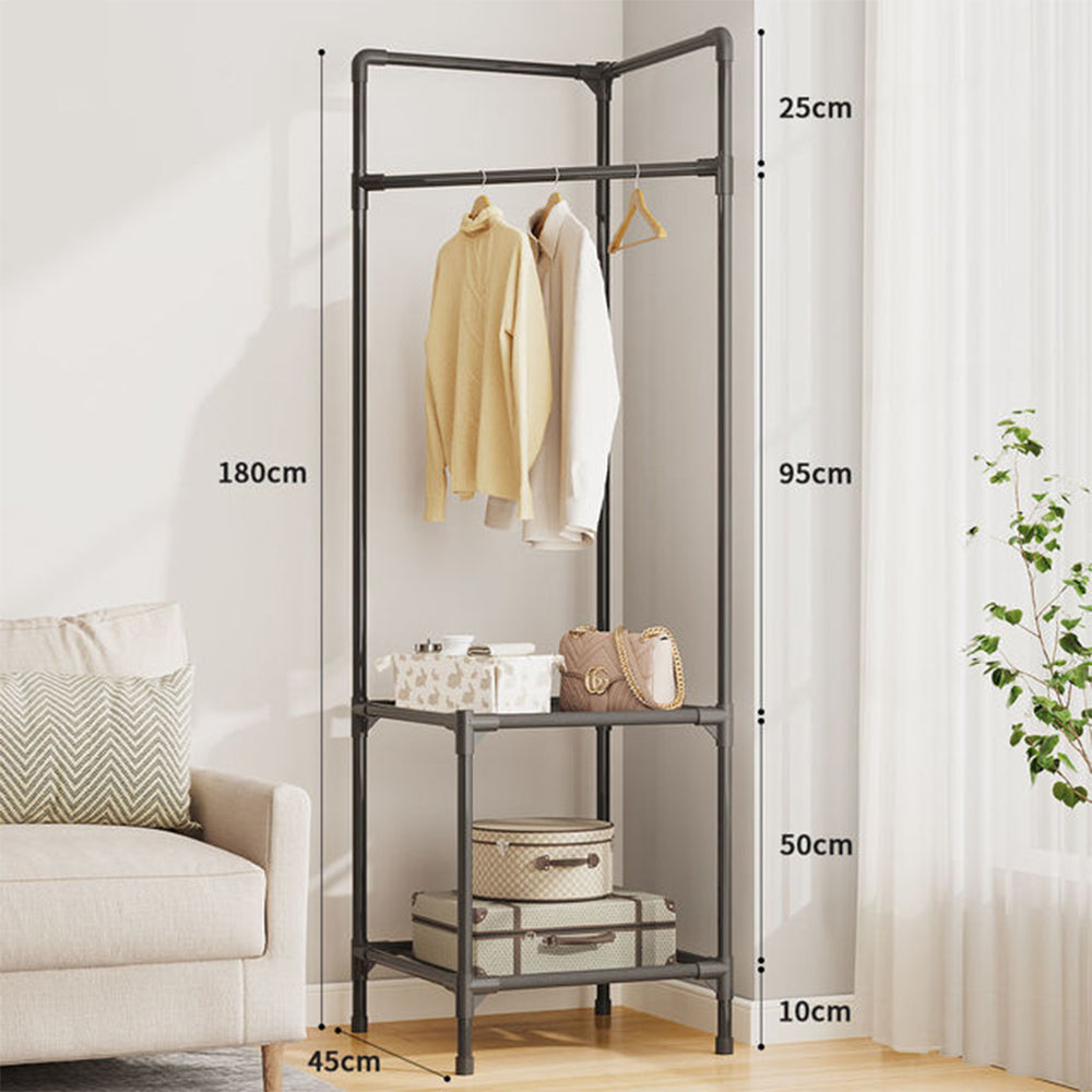 Net) Corner Coat Rack Layers Clothes Closet Organizer with Shoe Rac