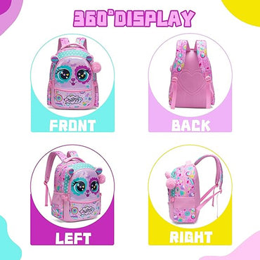 (NET) Rose Cat Backpack With Lunch Box & Pencil Case