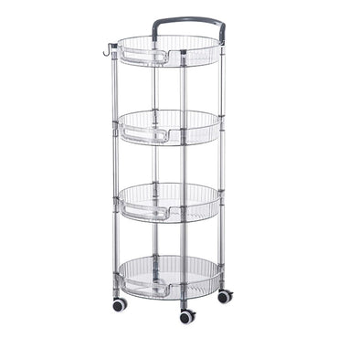 (Net) Transparent 4 Layers Rolling Storage Cart - Versatile Organizer with Wheels & Handle
