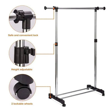 (Net) Single Pole Telescopic Clothes Rack
