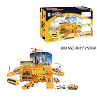 Cast Car Engineering Garage Toy - Kids Race Track Toy with Parking Lot Construction Site