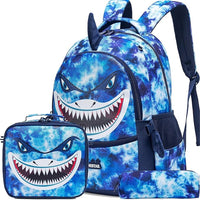 (NET) Shark Backpack With Lunch Box & Pencil Case