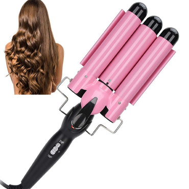 (Net) Curling Iron Hair Wave Curler Temperature Adjustable Three Barrels Hair Iron Hair Waver Iron Ceramic Tourmaline Crimper Hair Iron With Dual Voltage/ XR-8829