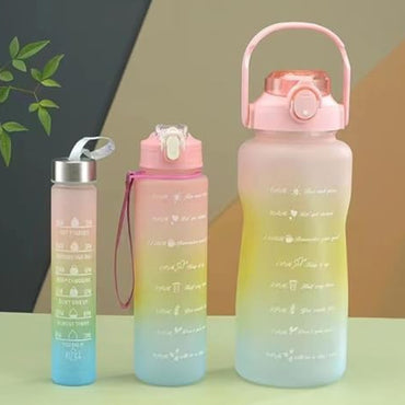 (NET) Gradient Plastic Cup Water Cup Portable Set 3 Pcs