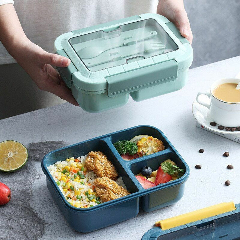 Adult Lunch Box Double Layer Lunch Box with Spoon & Fork High Capacity