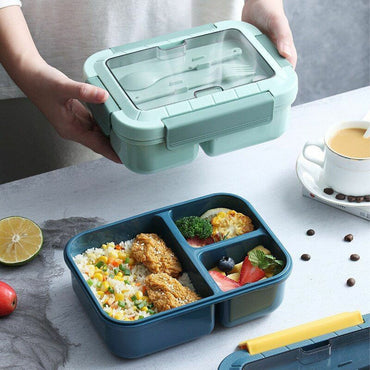 (net) Adult Lunch Box Double Layer Lunch Box with Spoon & Fork High Capacity Food Containers / 78926