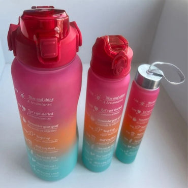 (NET) Gradient Plastic Cup Water Cup Portable Set 3 Pcs