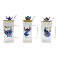 Stitch Glass Cup With Straw