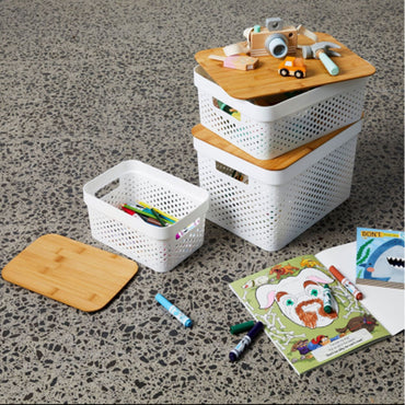 Oasis Home Storage Box, All Purpose Bin With Bamboo Lid