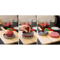 Hamburger Makers - Creative Wooden Handle Aluminum Alloy Hamburger Makers DIY Patty Maker Mold Round Hamburger Meat Beef Grill Burger Press / 508 / KR-047