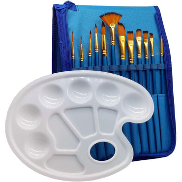 12 Piece Watercolor Acrylic Paint Brush Set with Paint Palette and Bag / 200130 / TZ-0013