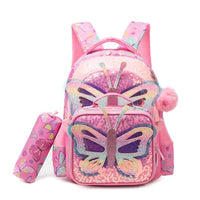 (NET) Butterfly Backpack With Lunch Box & Pencil Case