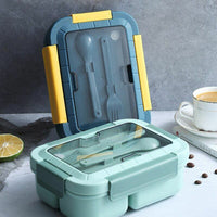 (net) Adult Lunch Box Double Layer Lunch Box with Spoon & Fork High Capacity Food Containers / 78926