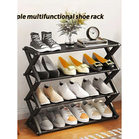 4Layers Simple X-Shaped Multi-Layer Dustproof Shoe Rack, DIY Assembly Shoe Cabinet, Multi-Purpose Storage Rack, Dormitory Shoe Rack / 81479/ YH8809-4