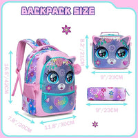 (NET) Tie Die Cat Backpack With Lunch Box & Pencil Case