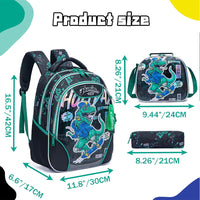 (NET) Dinosaur Backpack  Set Of 3 Pcs