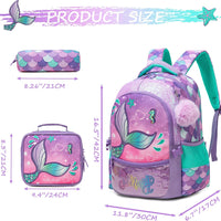(NET) Mermaid Backpack With Lunch Box & Pencil Case