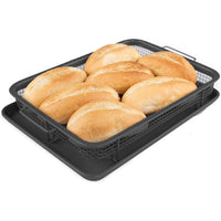 (NET) Non-Stick Air Fry Crisper Basket with Tray, Carbon Steel Crisping Basket for Even Cooking