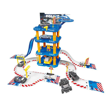 100PCS Kids DIY Parking Slot Toy - Alloy City Parking Lot with 2 Alloy Cars and 1 Aircraft