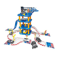 100PCS Kids DIY Parking Slot Toy - Alloy City Parking Lot with 2 Alloy Cars and 1 Aircraft