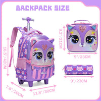 (NET) Meetbelify Purple Kids Rolling Backpack 3 Pcs