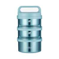 (NET)  Stainless Steel 3-Layer Lunch Box - 2.2L