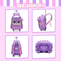 (NET) Meetbelify Purple Kids Rolling Backpack 3 Pcs