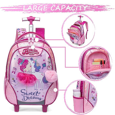 (NET) Meetbelify Sweet Dreams Kids Rolling Backpack 3 Pcs