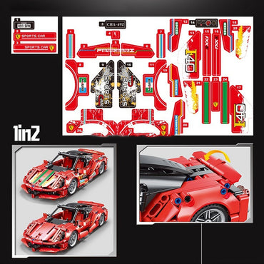 High-Tech pull back Sport Racing Car Building Blocks SUPERCAR Bricks Toys Kid