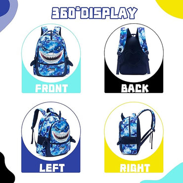 (NET) Shark Backpack With Lunch Box & Pencil Case