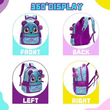 (NET) Purple Cat Backpack With Lunch Box & Pencil Case