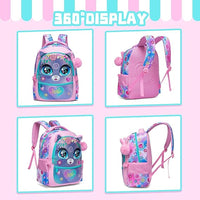 (NET) Tie Die Cat Backpack With Lunch Box & Pencil Case
