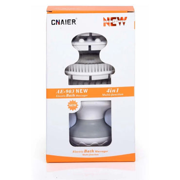 (Net) 4 in 1 Electric Bath Brush Vibration Face Body Back Cleaning Massager Tools Waterproof SPA Cleansing Massage Shower Brush / AE-903