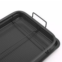 (NET) Non-Stick Air Fry Crisper Basket with Tray, Carbon Steel Crisping Basket for Even Cooking